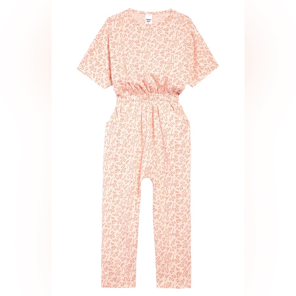 Open Edit || Nordstrom Brand Orange Squiggle Retro Jumpsuit